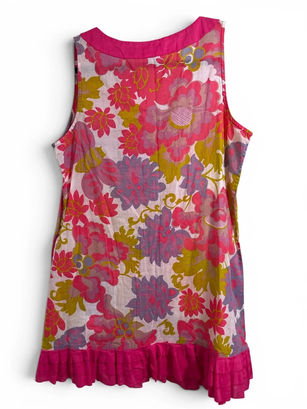 J. Crew Pink Floral Sleeveless Tunic XS 100% Cotton